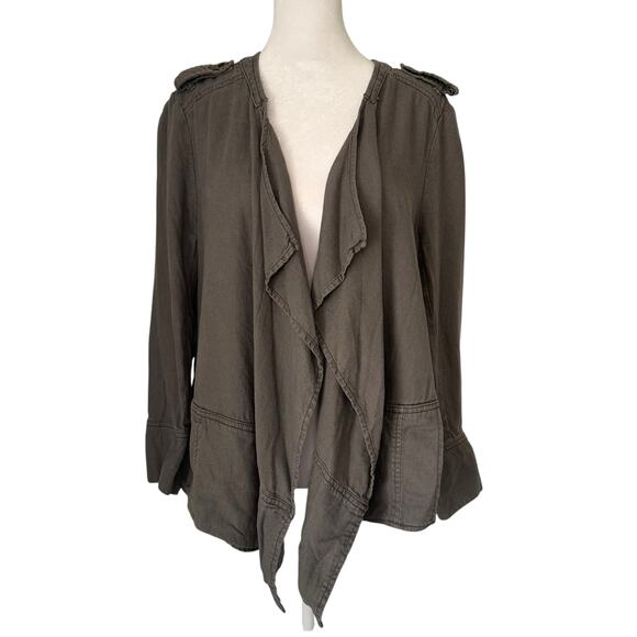 Daughters of the Liberation Anthropologie gray open front jacket size L - Picture 1 of 12